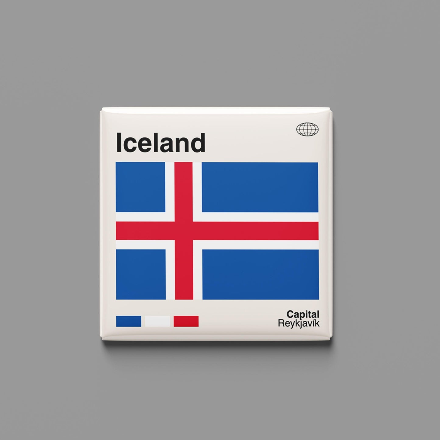 Icelandic Flag Souvenir Magnet for Travel Lovers, Iceland Travel Poster Print, Travel Gift, Fridge Magnet, Custom Travel Magnet, Maximalist