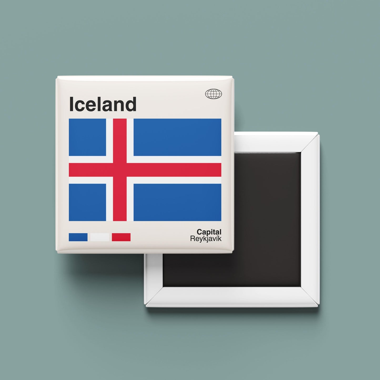 Icelandic Flag Souvenir Magnet for Travel Lovers, Iceland Travel Poster Print, Travel Gift, Fridge Magnet, Custom Travel Magnet, Maximalist