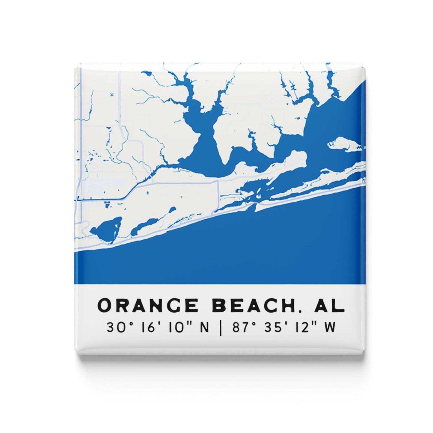 Orange Beach, AL - mini coastal map magnet