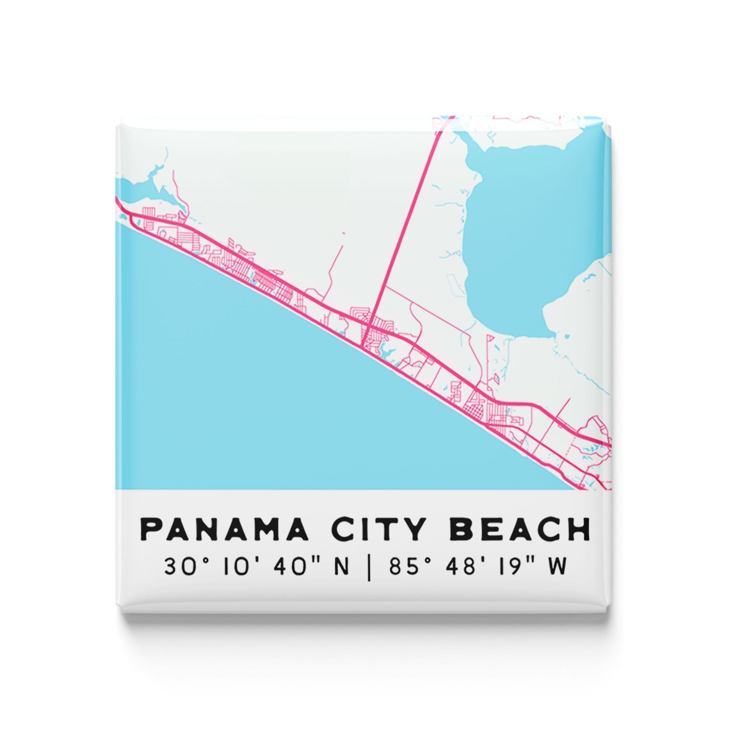 Panama City Beach, FL - mini coastal map magnet