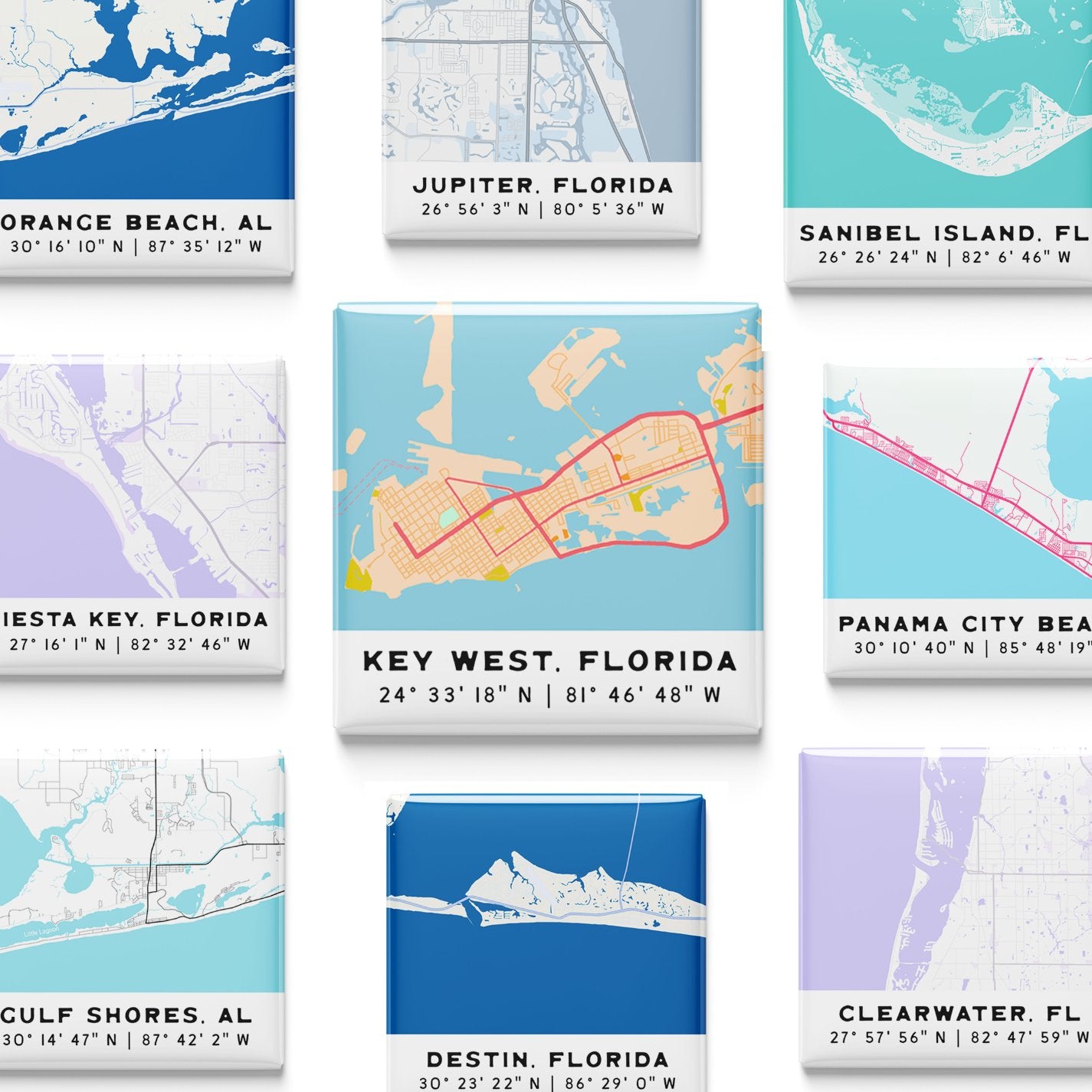 Mini Coastal Map Magnets