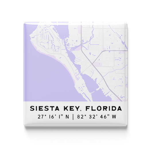 Siesta Key, FL - mini coastal map magnet