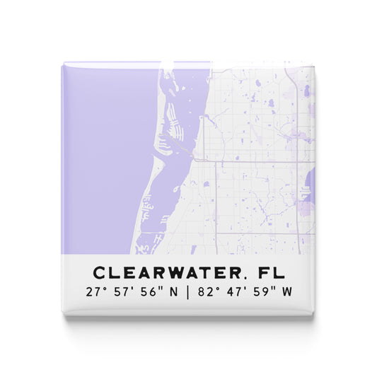 Clearwater, FL - mini coastal map magnet