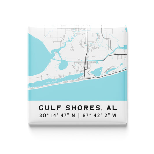 Gulf Shores, AL - mini coastal map magnet