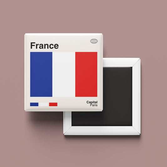 Retro French Flag Souvenir Magnet for Travel Lovers, France Travel Poster Print, Travel Gift, Fridge Magnet, Custom Travel Print Magnet