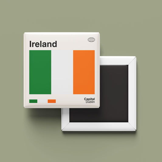 Irish Flag Souvenir Magnet for Travel Lovers, Ireland Travel Poster Print, Travel Gift, Fridge Magnet, Custom Travel Print Magnet, Retro