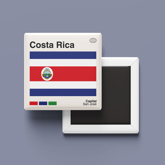 Retro Costa Rica Flag Souvenir Magnet for Travel Lovers, Costa Rica Travel Poster, Travel Gift, Fridge Magnet, Travel Print Magnet Pura Vida