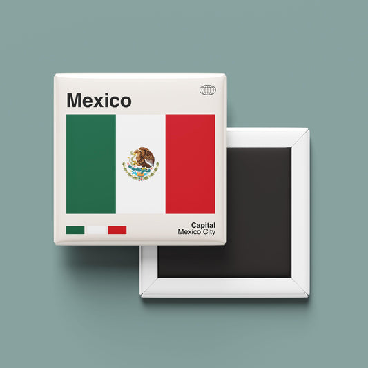 Mexico Flag Souvenir Magnet for Travel Lovers, MexicoTravel Poster Print, Travel Gift, Fridge Magnet, Custom Travel Print Magnet, Wall Art