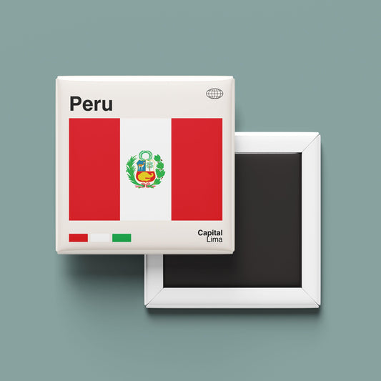 Peru Souvenir Magnet for Travel Lovers, Peru Travel Poster Print, Travel Gift, Fridge Magnet, Custom Travel Magnet, Peru Country Flag Art