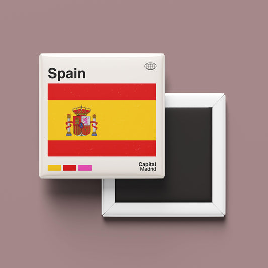 Spain Souvenir Magnet for Travel Lovers, Spain Travel Poster Print, Travel Gift, Fridge Magnet, Custom Travel Magnet, Spain Flag Art Print