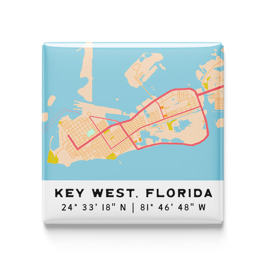 Key West, FL - mini coastal map magnet