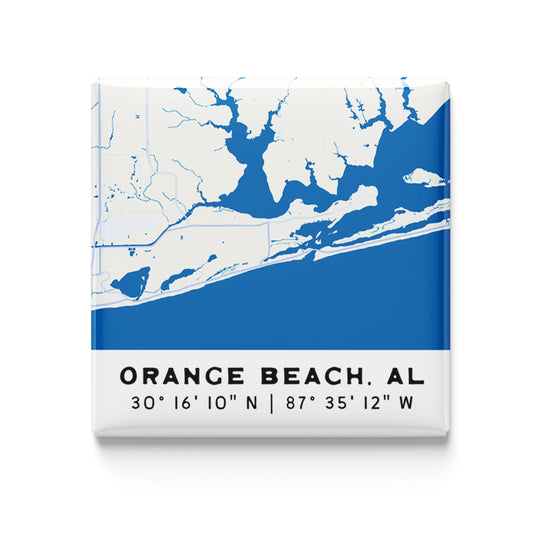 Orange Beach, AL - mini coastal map magnet