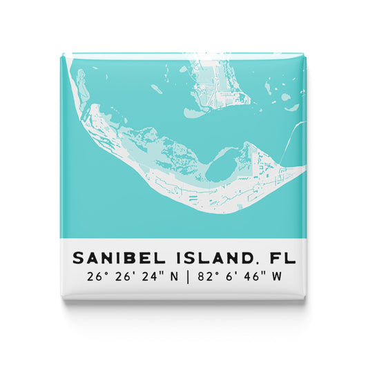 Sanibel Island, FL - mini coastal map magnet